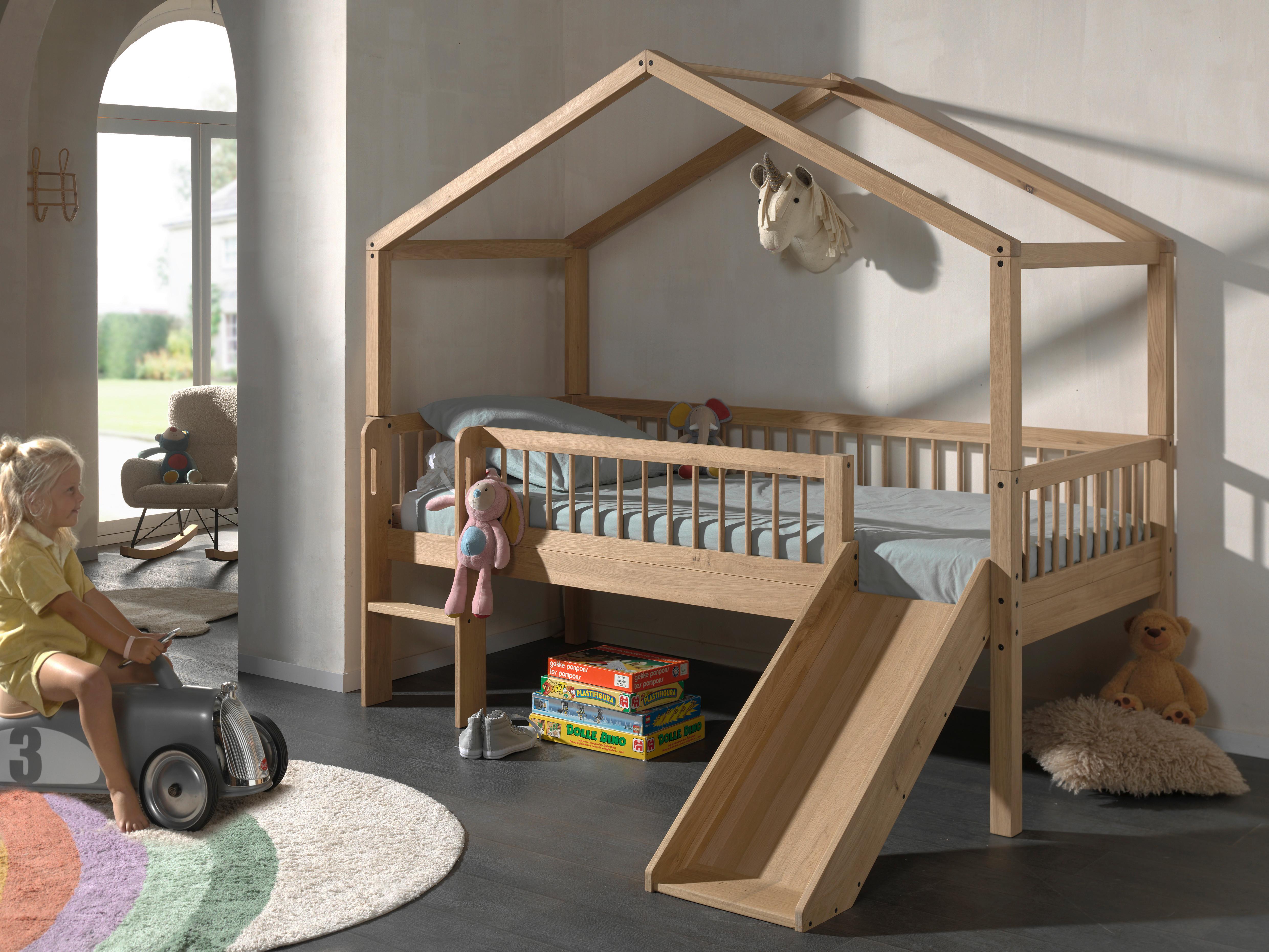 Hausbett Forrest Eichefarben ca.90x200cm Echtholz Rutsche - Eichefarben/Naturfarben, MODERN, Holz (90/200cm) - Vipack