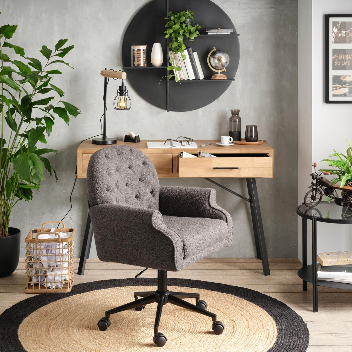 Drehstuhl in Grau - Schwarz/Grau, Romantik / Landhaus, Holz/Kunststoff (65/89-99/63cm) - Zandiara