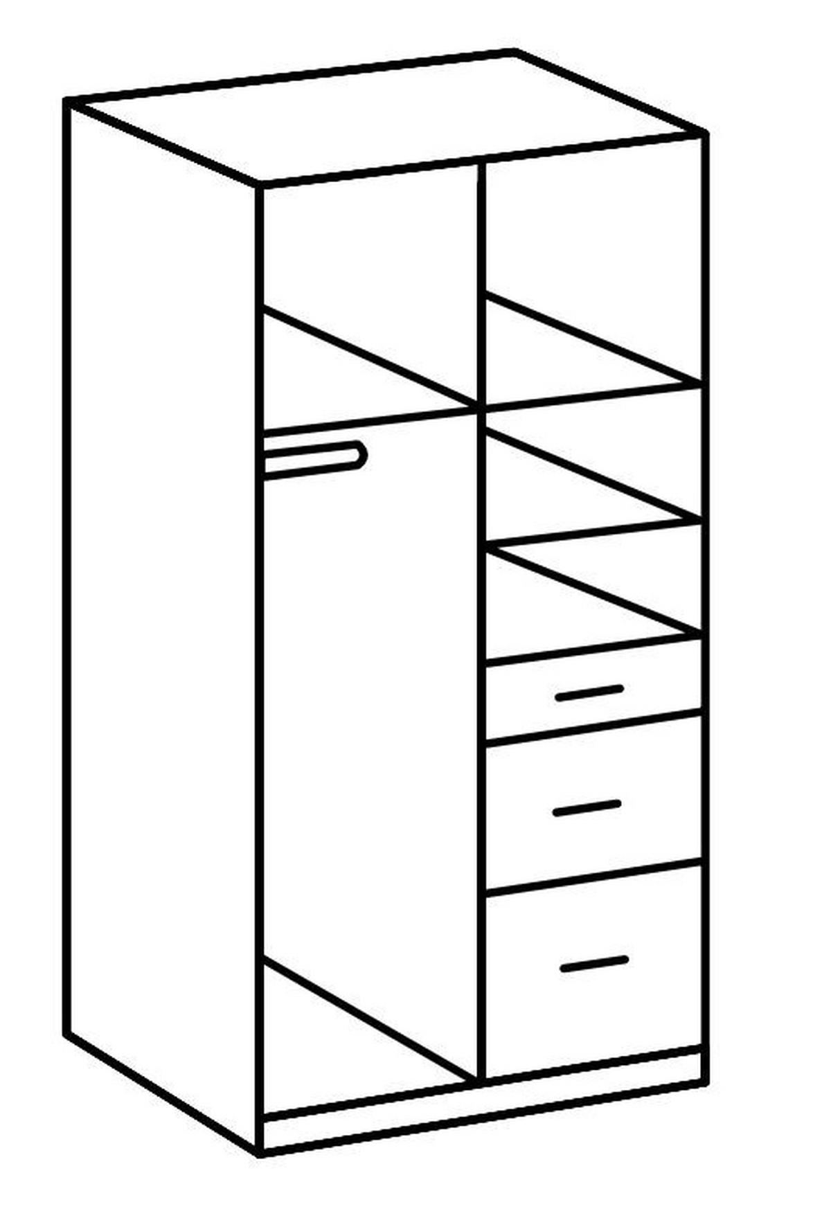 Drehtürenschrank Click Weiss Graphitfarben - Alufarben/Graphitfarben, Design, Holz/Holzwerkstoff (90/199/58cm) - MID.YOU