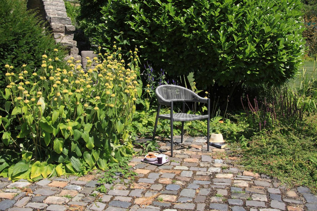 Gartensessel-Set 4-tlg. stapelbar Brooklyn Metall - Dunkelgrau/Graphitfarben, Basics, Kunststoff/Metall (56/58/78cm) - Gardenson