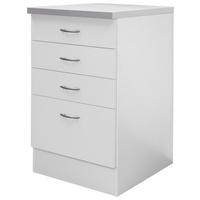 Küchenunterschrank in Weiss 'Wito' - Edelstahlfarben/Hellgrau, Holzwerkstoff/Kunststoff (50/85/60cm) - FlexWell