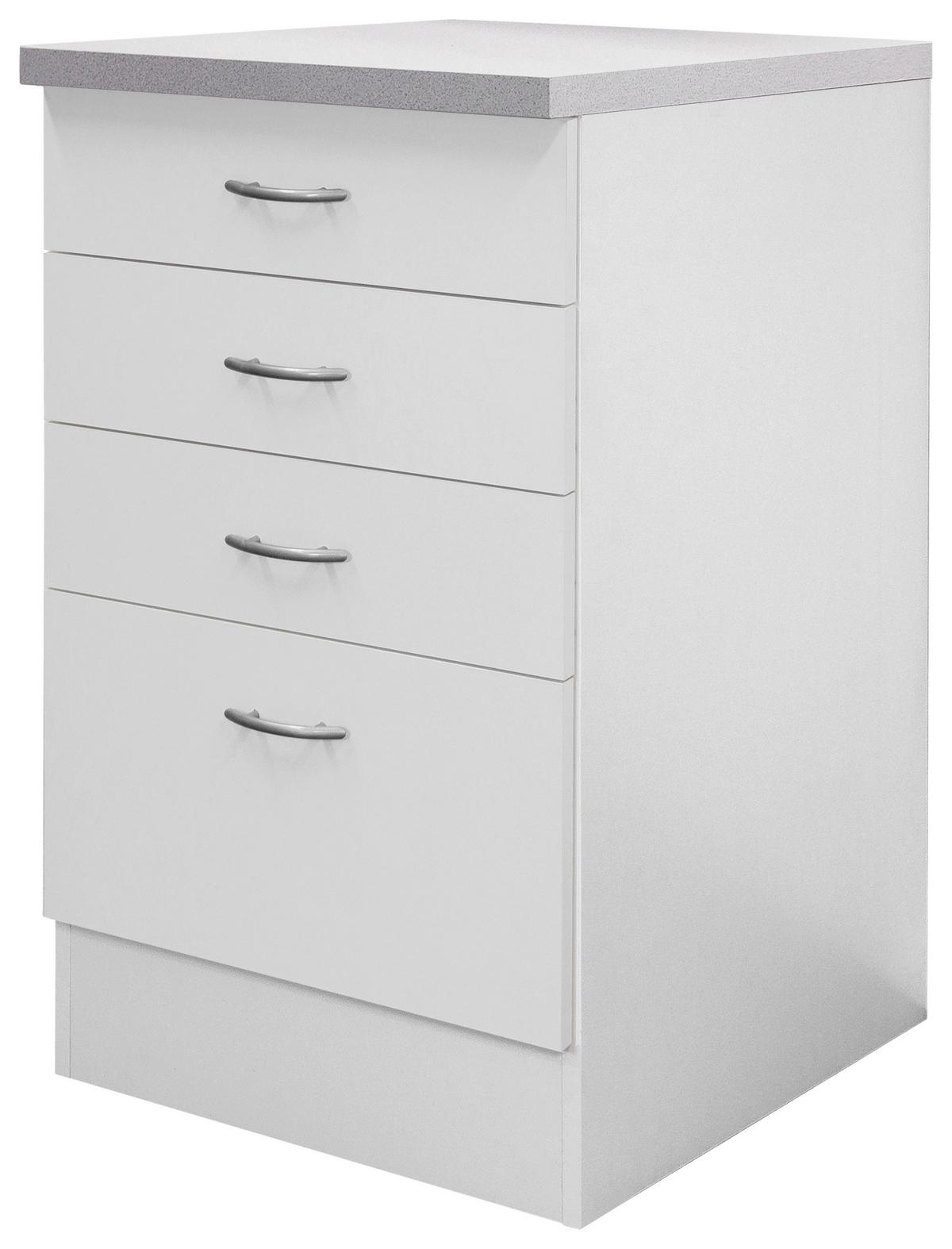 Küchenunterschrank in Weiss 'Wito' - Edelstahlfarben/Hellgrau, Holzwerkstoff/Kunststoff (50/85/60cm) - FlexWell