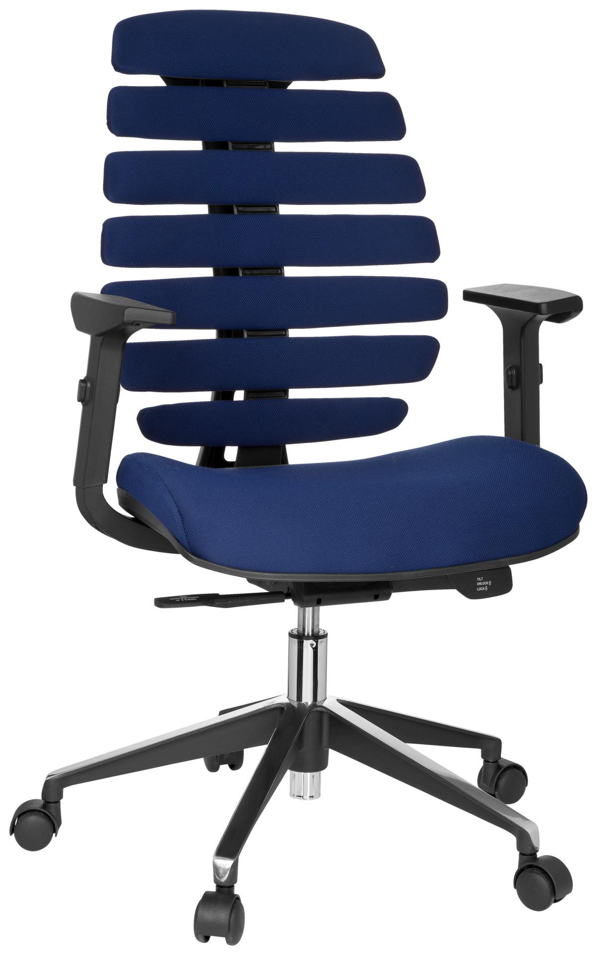 Pisarniški Stol Ergo Line Ii, Modra - modra/črna, Moderno, kovina/umetna masa (65/115/50cm) - MID.YOU