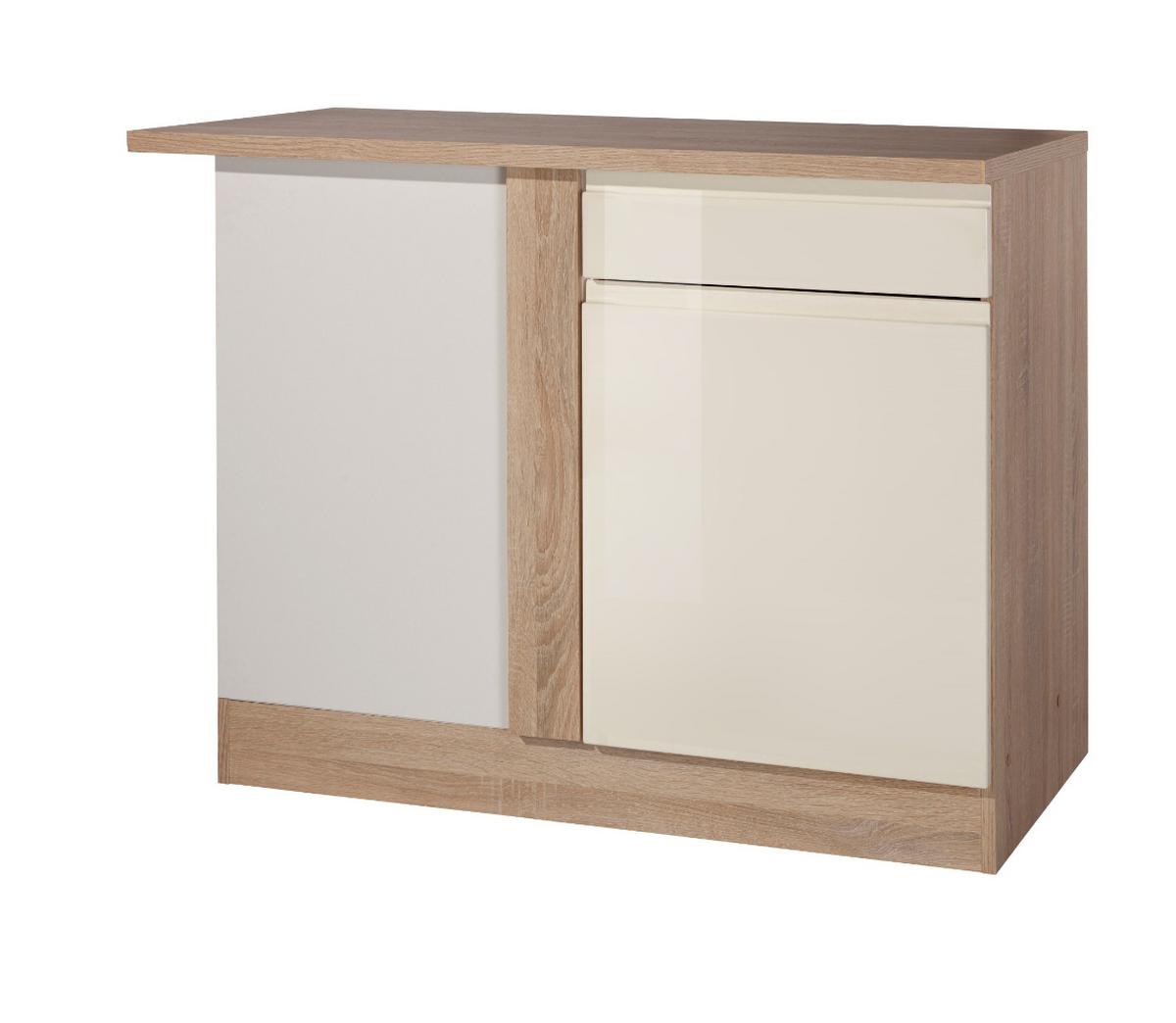 Eckunterschrank in Creme/Eiche 'Cardiff' - Creme, Basics, Holzwerkstoff (110/85/60cm) - Held