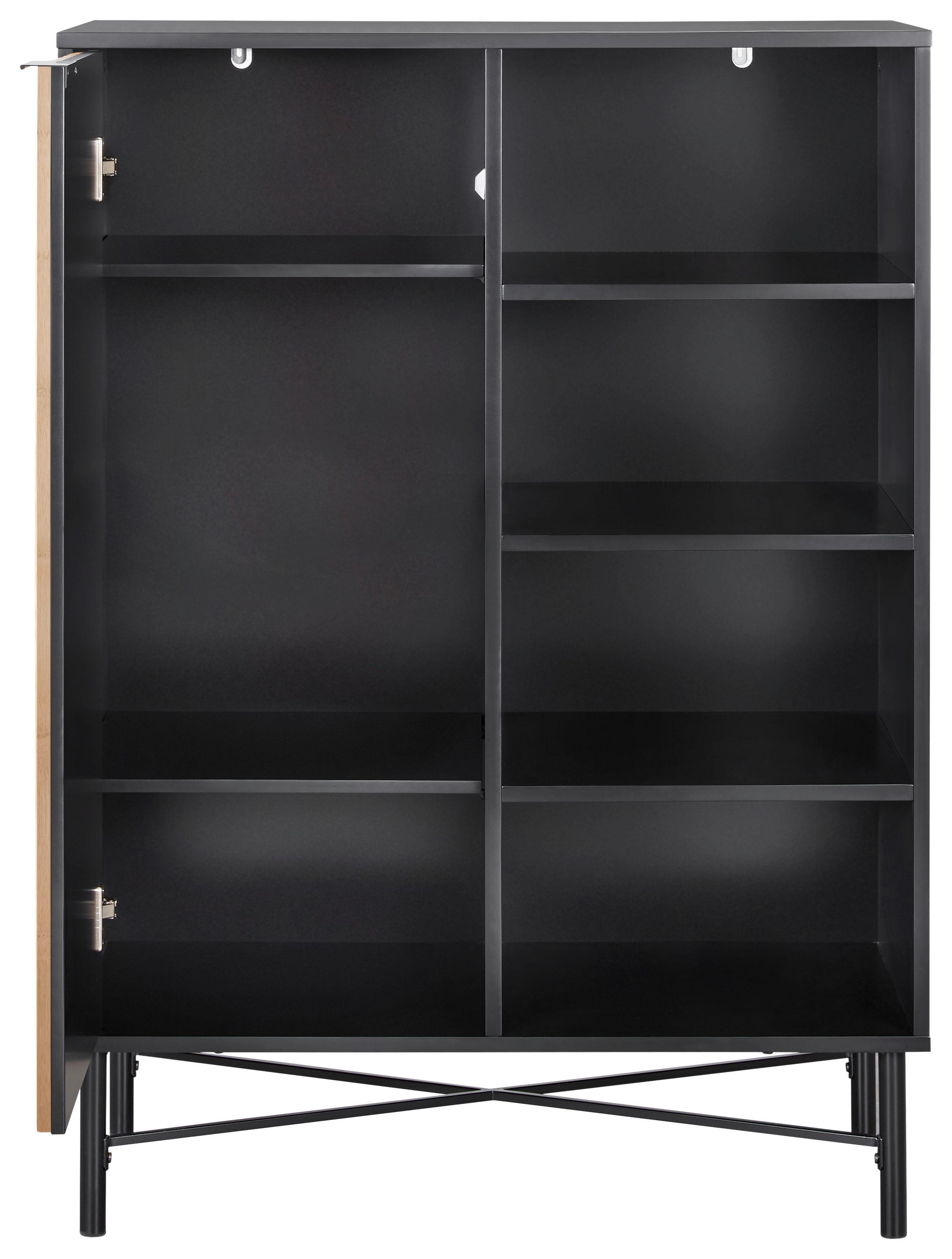 Kommode Madrid Schwarz/Naturfarben massiv - Eichefarben/Schwarz, MODERN, Holz/Holzwerkstoff (80/114/40cm) - Mömax