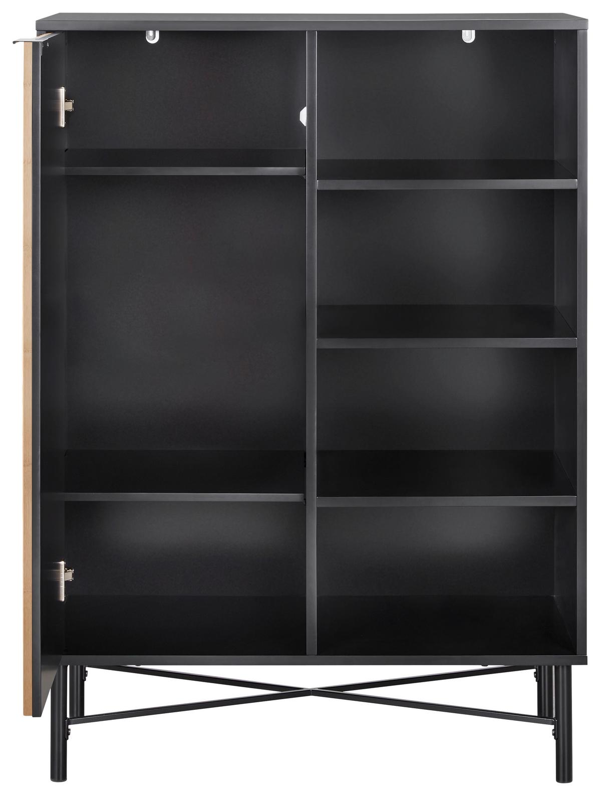 Kommode Madrid Schwarz/Naturfarben massiv - Eichefarben/Schwarz, Modern, Holz/Holzwerkstoff (80/114/40cm) - Mömax