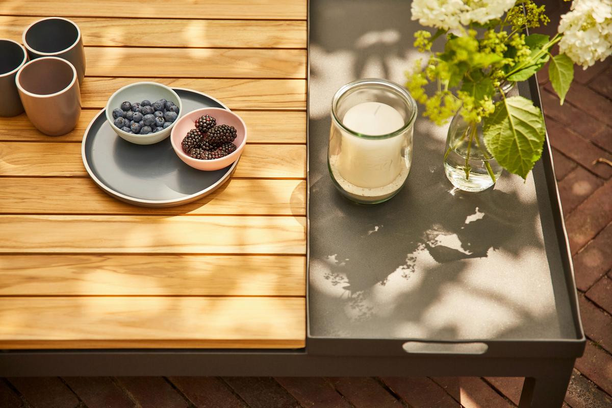 LOUNGETISCH M04118 - Anthrazit/Teakfarben, MODERN, Holz/Metall (102/70/27,5cm) - Siena Garden