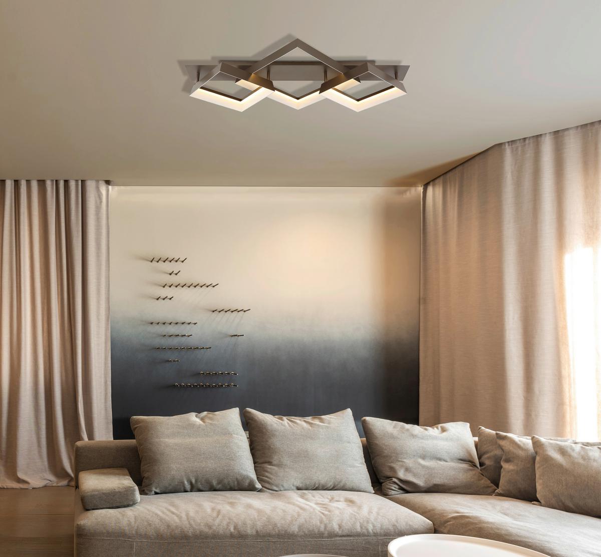 Led Svjetiljka Stropna 48049d2 Syrakus - bijela/smeđa, Design, metal/plastika (85/49,5/12cm) - Globo