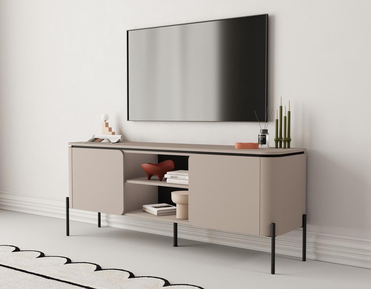 Tv Elem Bello - bézs, Modern, faalapú anyag (163/65/40cm)