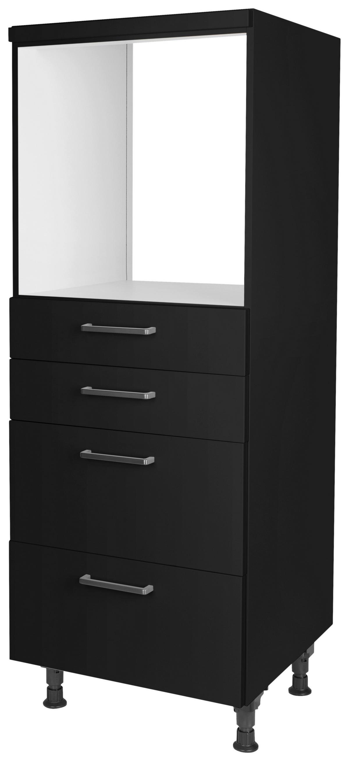 Geräteumbauschrank Touch Schwarz - Edelstahlfarben/Schwarz, MODERN, Holzwerkstoff/Metall (60/168/58cm) - Nobilia