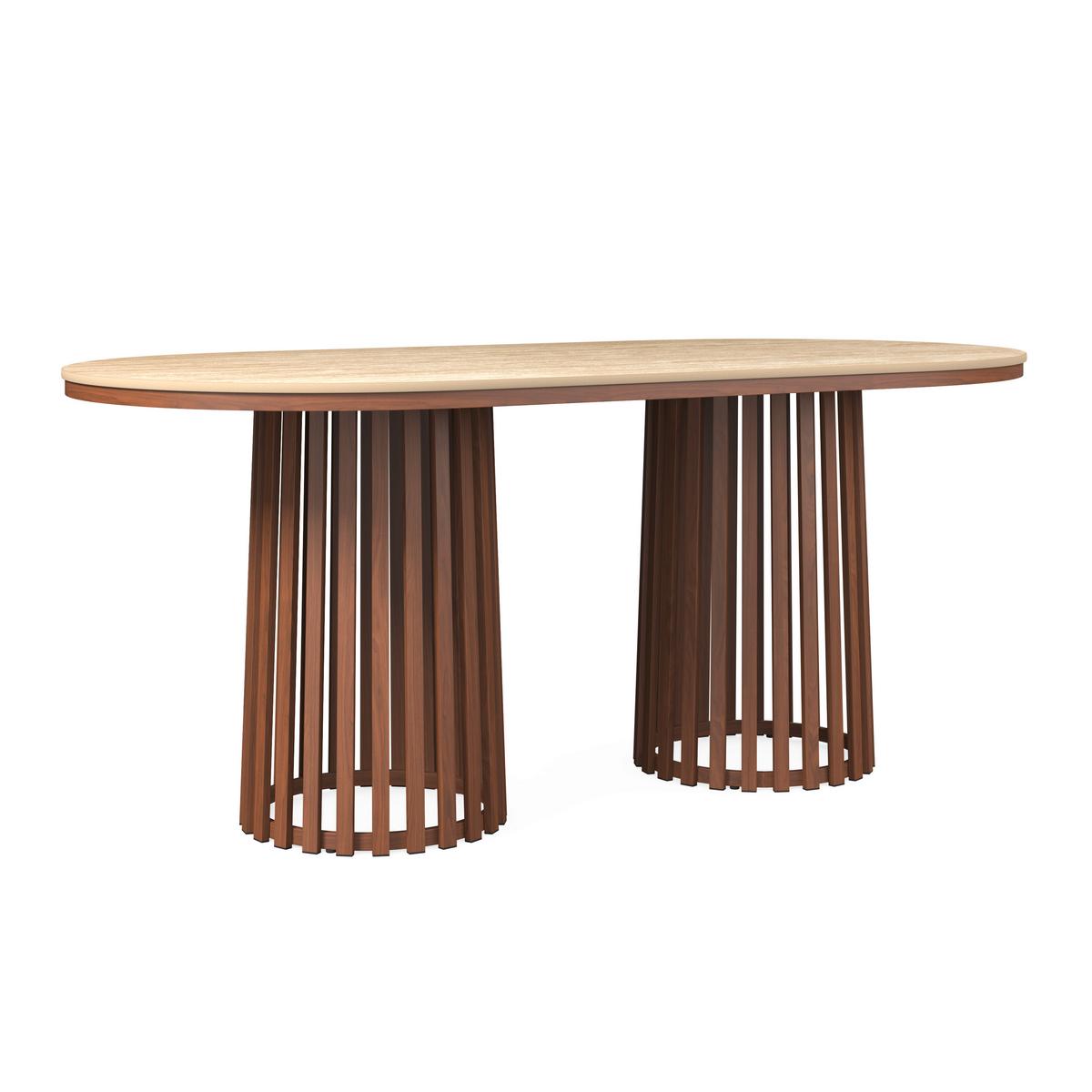 Esstisch Maddy Naturfarben Kunststein ca. 180x90x76 cm - Naturfarben, MODERN, Stein/Metall (90/76/180cm) - Bessagi Home
