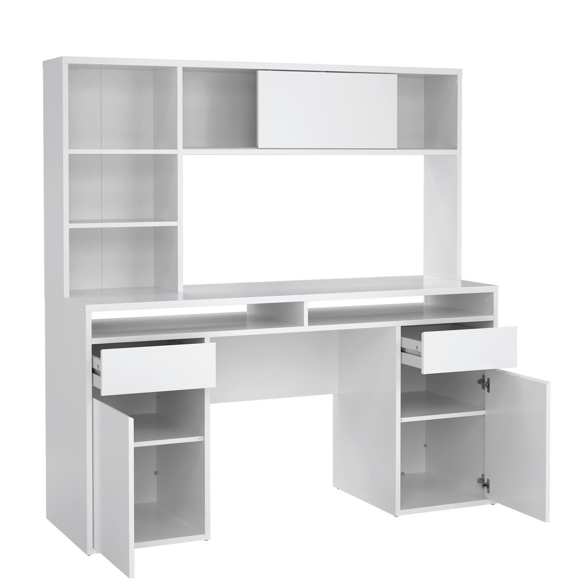 BIURKO FUNCTION PLUS - biały wysoki połysk, Modern, materiał drewnopochodny (149/48,2/156,2cm) - P & B