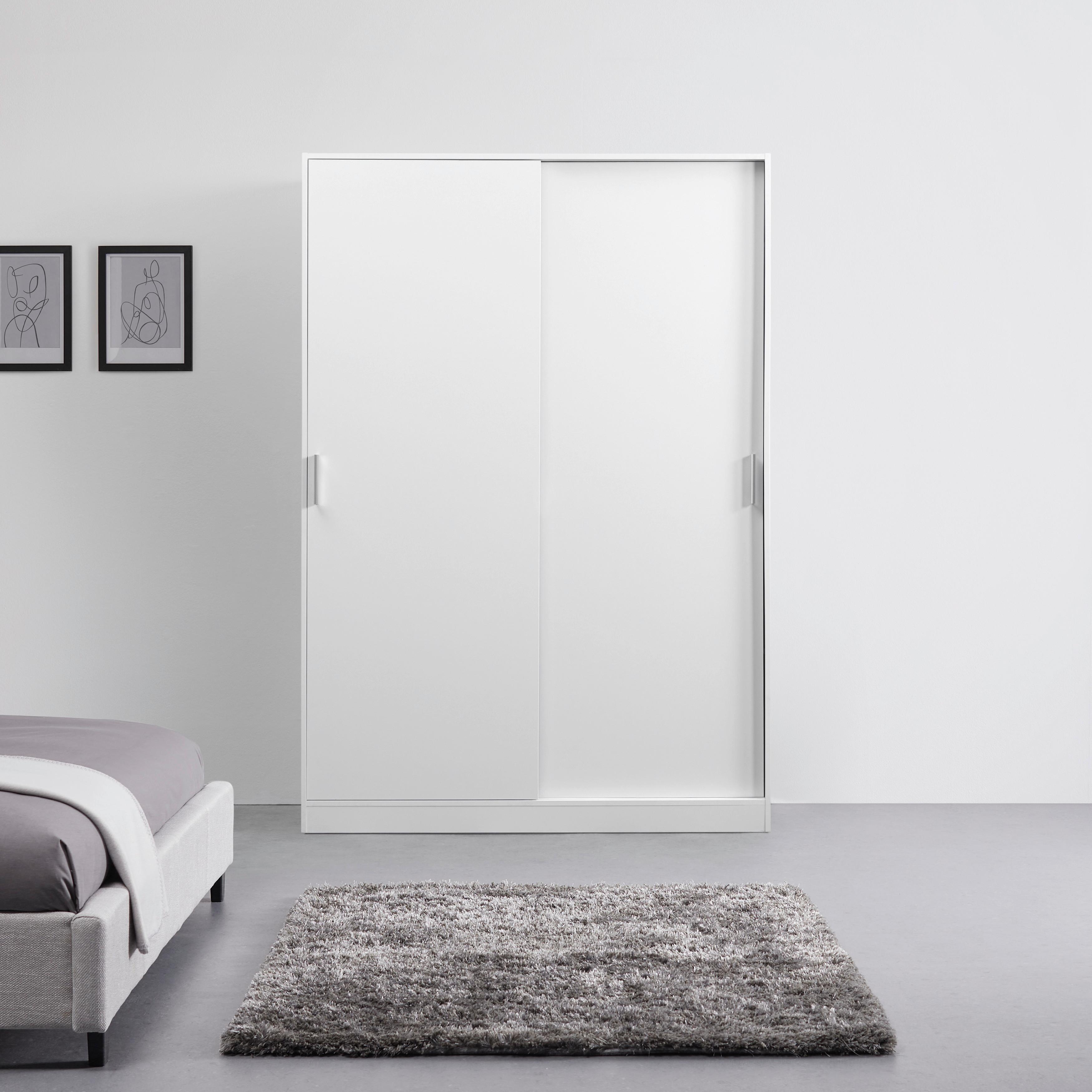 Schiebetürenschrank in Weiss - Chromfarben/Weiss, Konventionell, Holzwerkstoff/Kunststoff (140/205/60cm) - Mömax