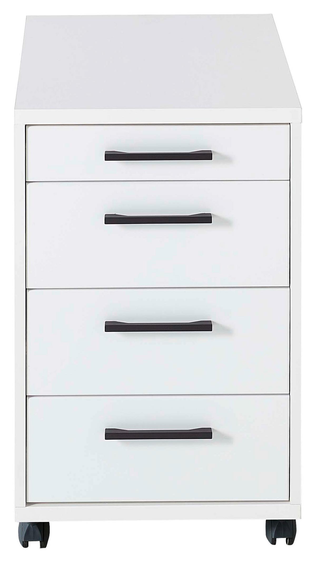 KONTENER NA KÓŁKACH INNO4HOME - biały/czarny, Basics, materiał drewnopochodny/metal (43/68/55cm) - Livetastic
