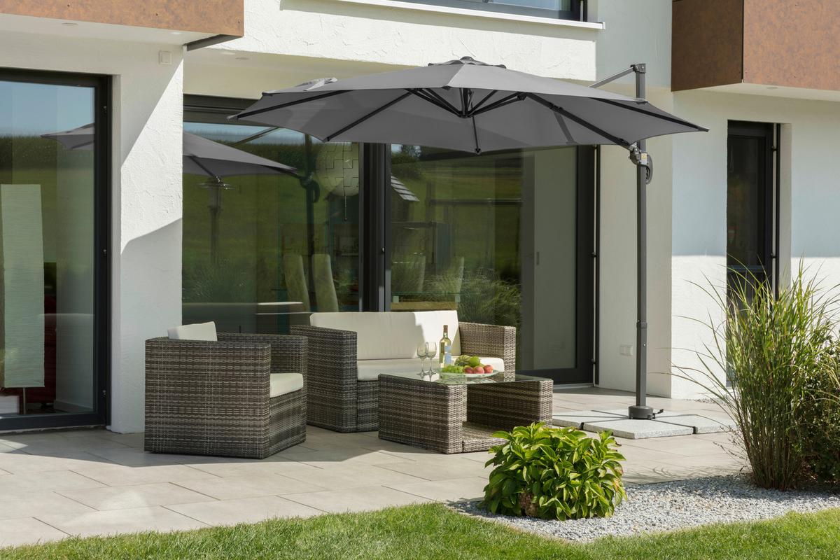 Ampelschirm Rhodos ca. 352x244 x300 cm Anthrazit - Anthrazit, Basics, Textil/Metall (352/244/300cm) - Schneider