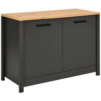 Spülenunterschrank Venet Anthrazit/Artisan Eiche - Anthrazit/Schwarz, ROMANTIK / LANDHAUS, Holzwerkstoff/Metall (130,3/92/60cm) - Mömax