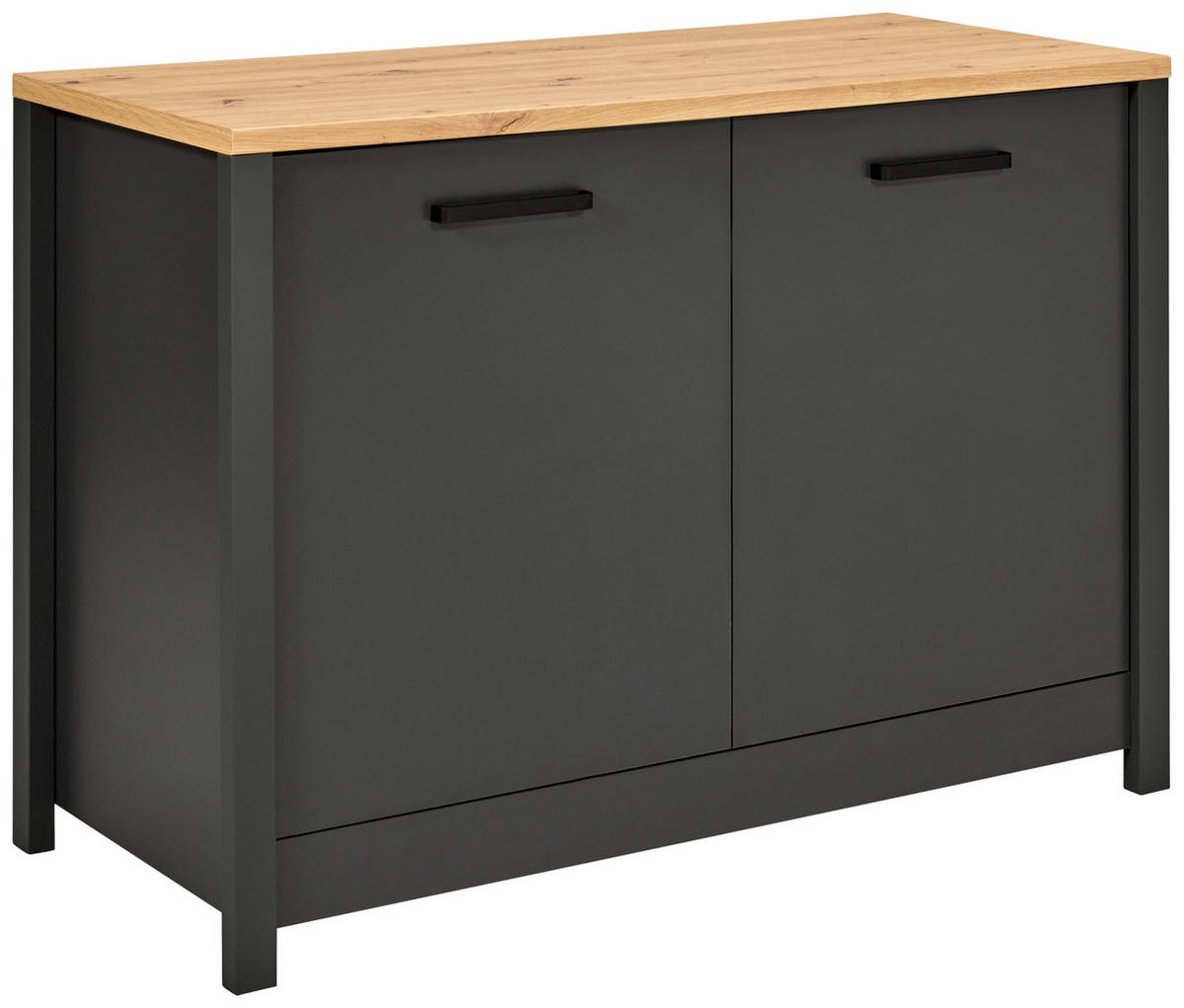 Spülenunterschrank Venet Anthrazit/Artisan Eiche - Anthrazit/Schwarz, ROMANTIK / LANDHAUS, Holzwerkstoff/Metall (130,3/92/60cm) - Mömax