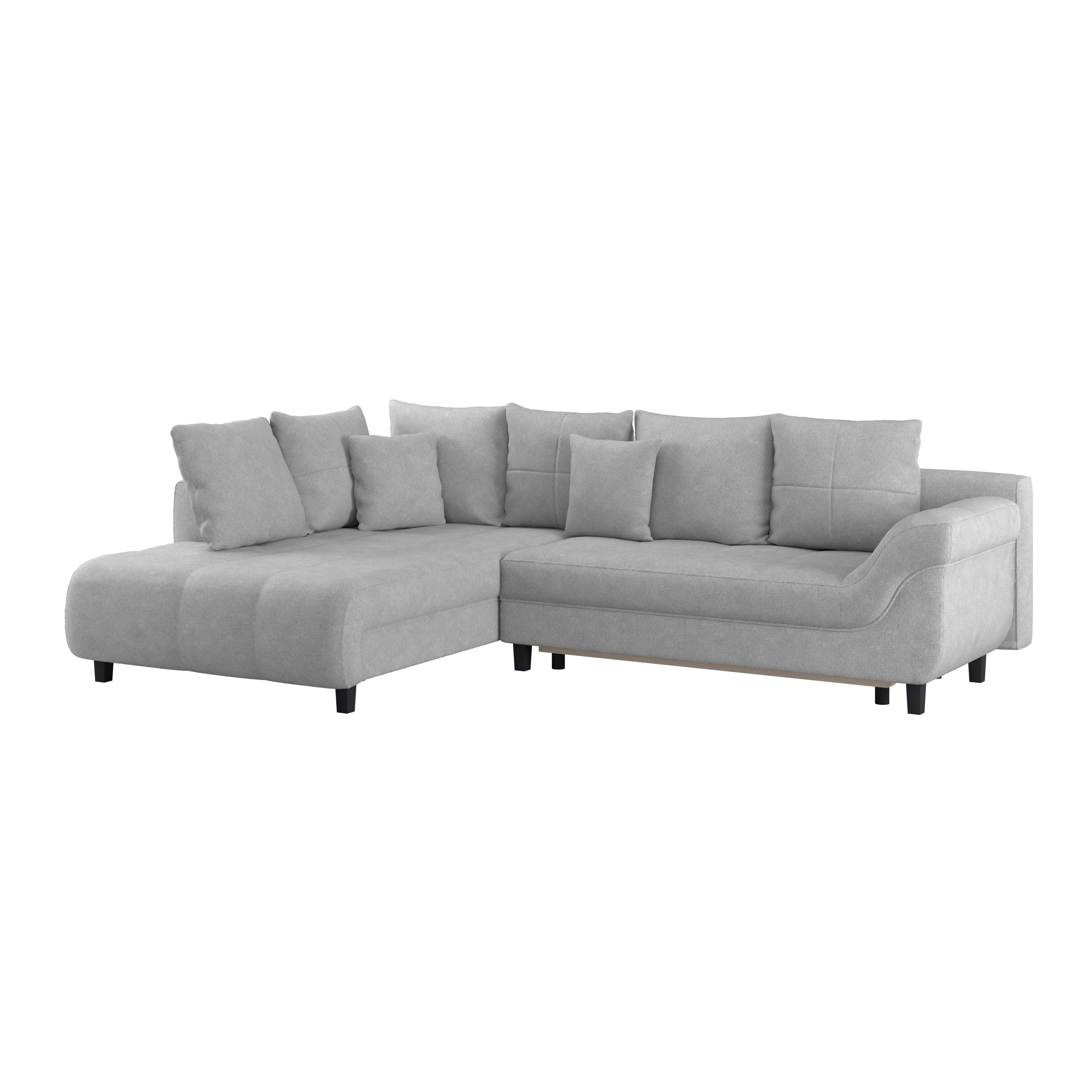 Kutna Garnitura Mendoza - srebrne boje/crna, Design, tekstil/drvo (197/309cm) - Modern Living