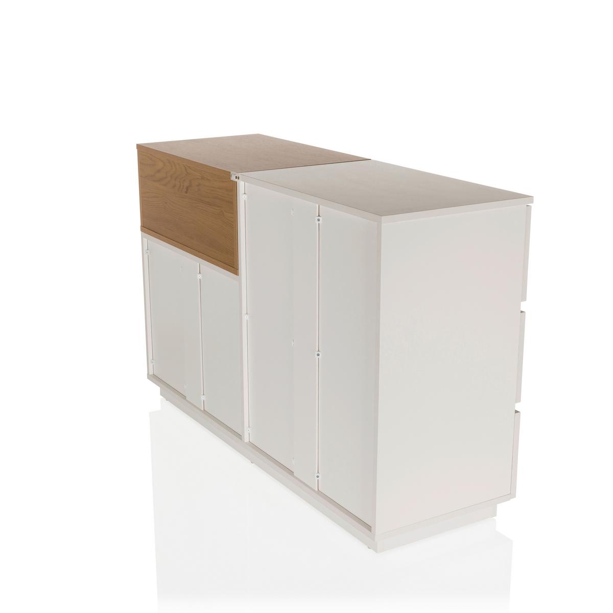 Široka Komoda Melmo, Bela, Barva Hrasta - barve hrasta/bela, Moderno, leseni material (120/76/40cm) - MID.YOU