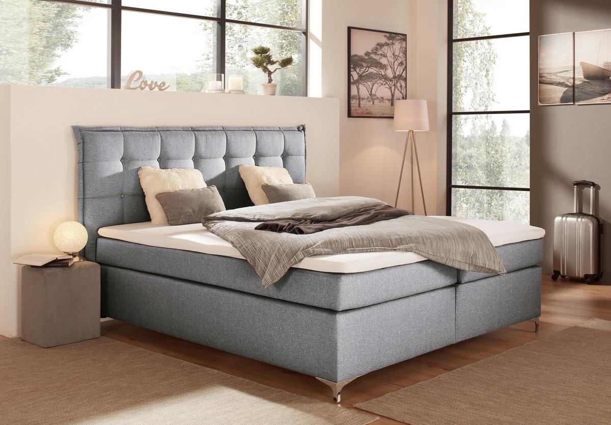 Boxspring Krevet Fabio - siva, Moderno, tekstil/metal (180/200cm)