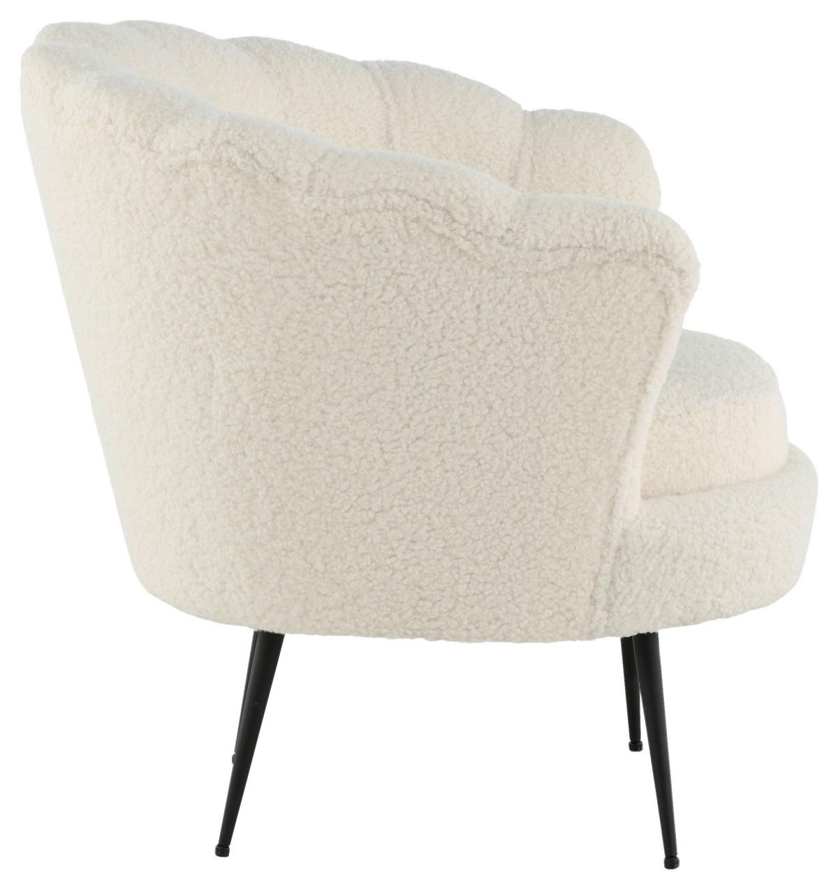 Sessel Calais Teddystoff ca. 83x76 cm Weiß - Schwarz/Weiß, Design, Textil/Metall (83/76/77cm) - Livetastic