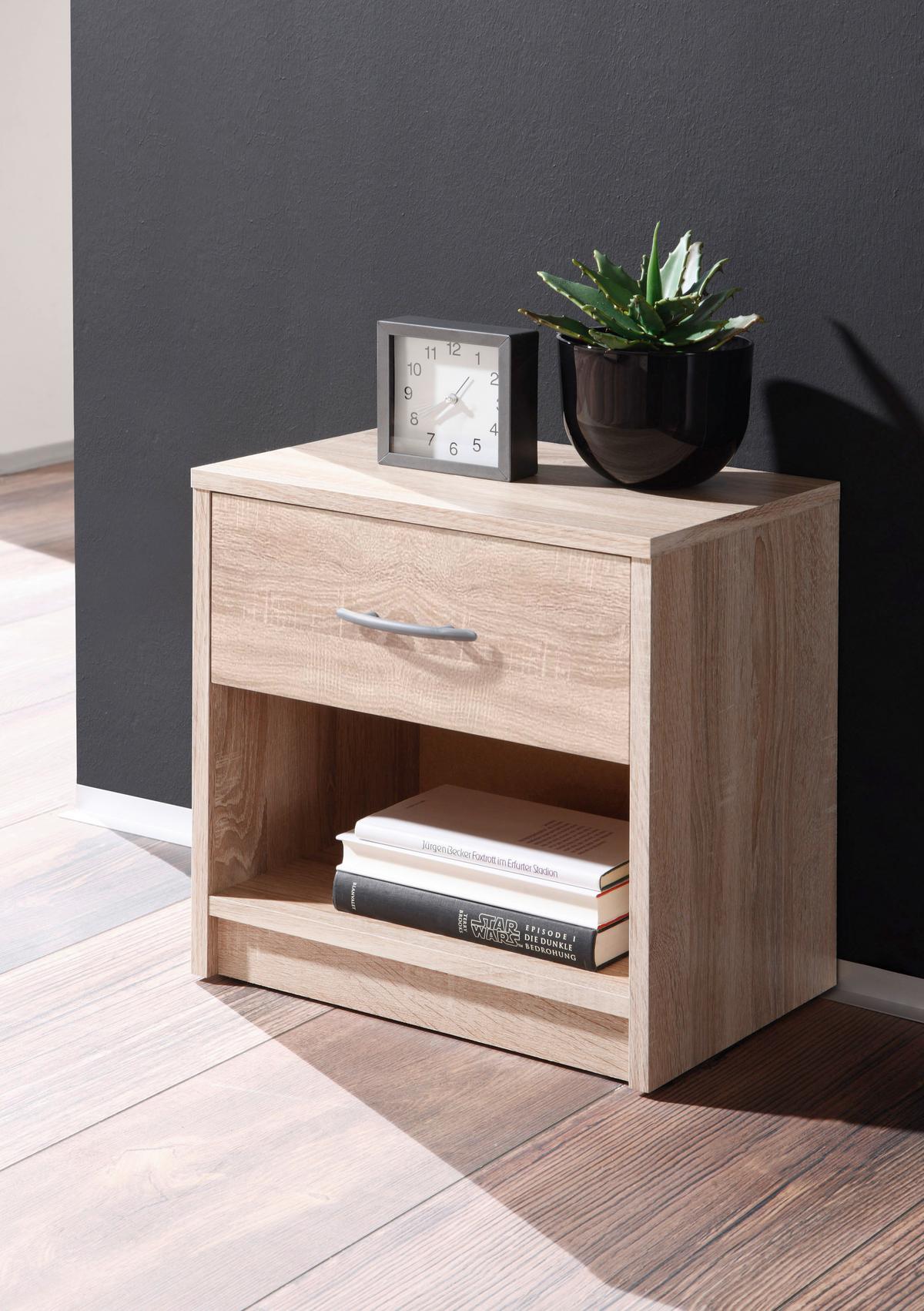 Noćni Ormarić Pepe - hrast Sonoma/boje aluminija, drvni materijal/plastika (39/41/28cm) - Best Price