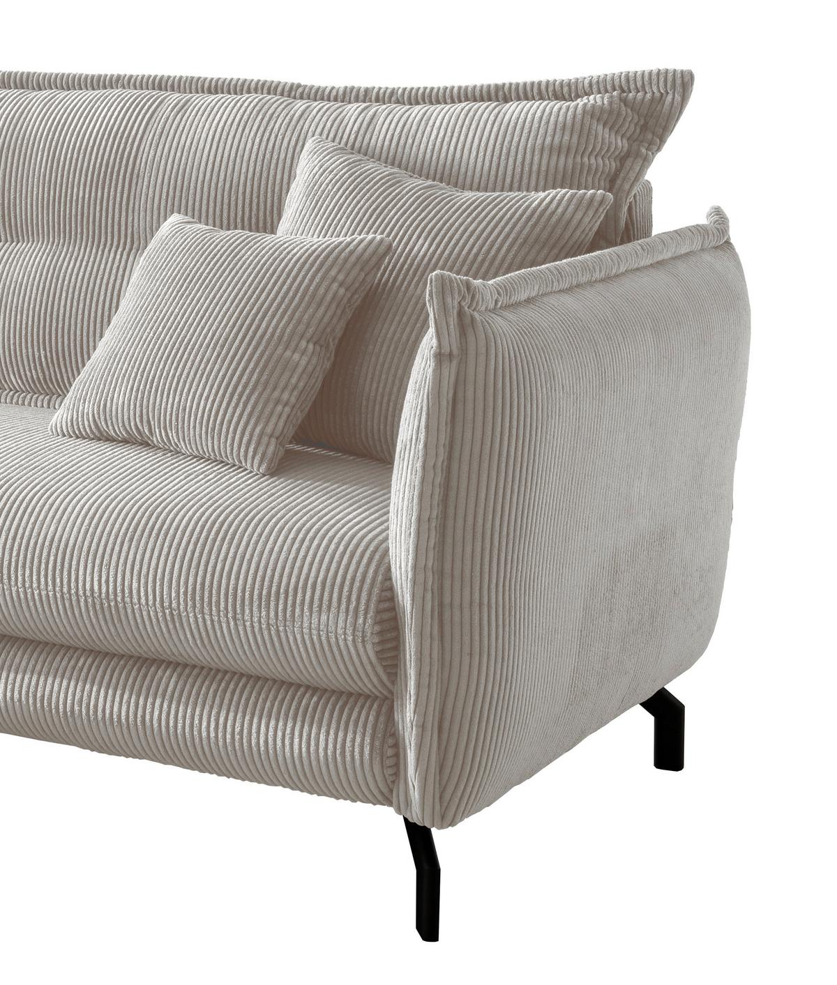 Wohnlandschaft Lava Silberfarben Cord - Silberfarben/Schwarz, MODERN, Textil/Metall (180/255cm) - Livetastic