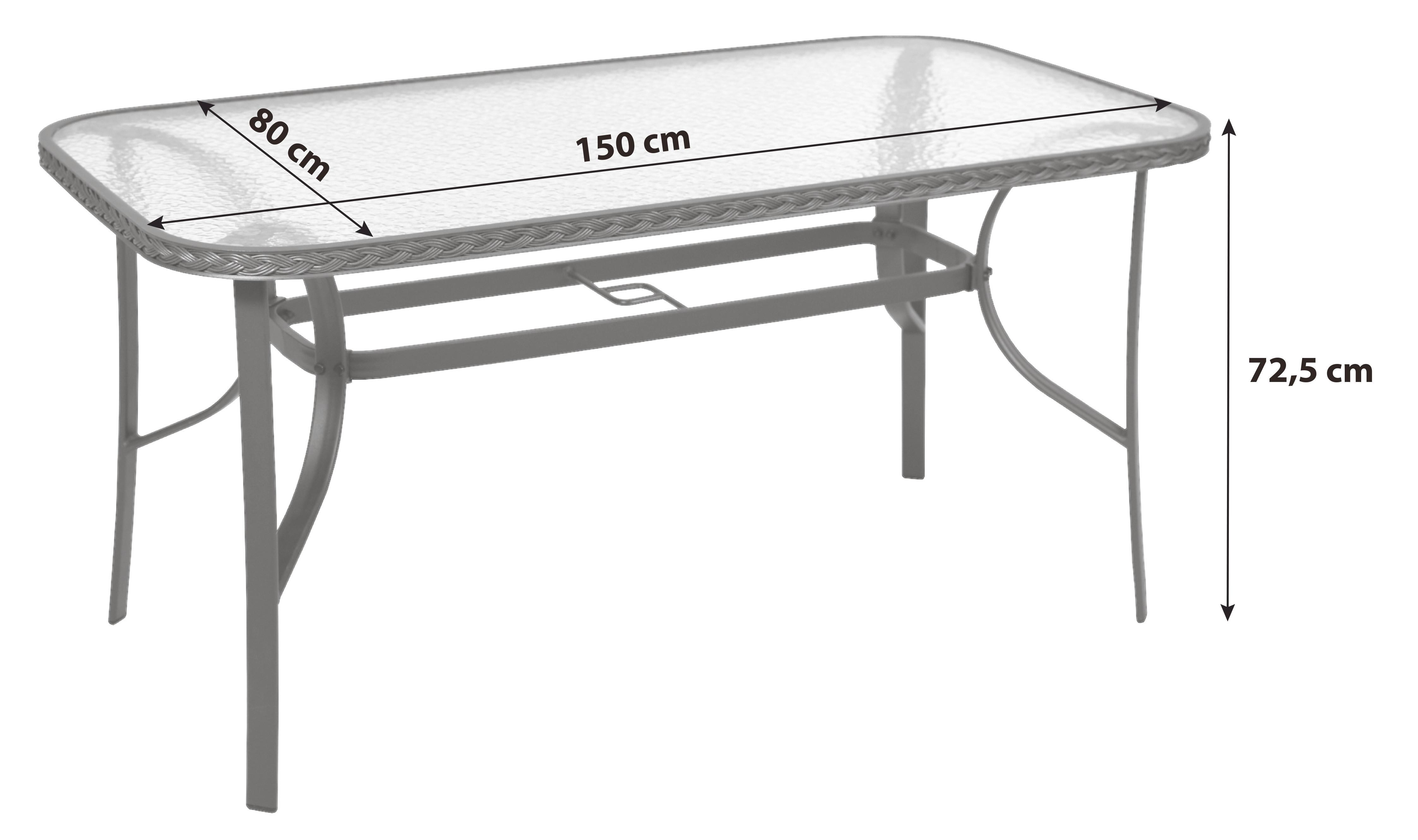 GARTENTISCH ROMA - Graphitfarben/Grau, MODERN, Kunststoff/Metall (150/80/72,5cm) - Gardenson