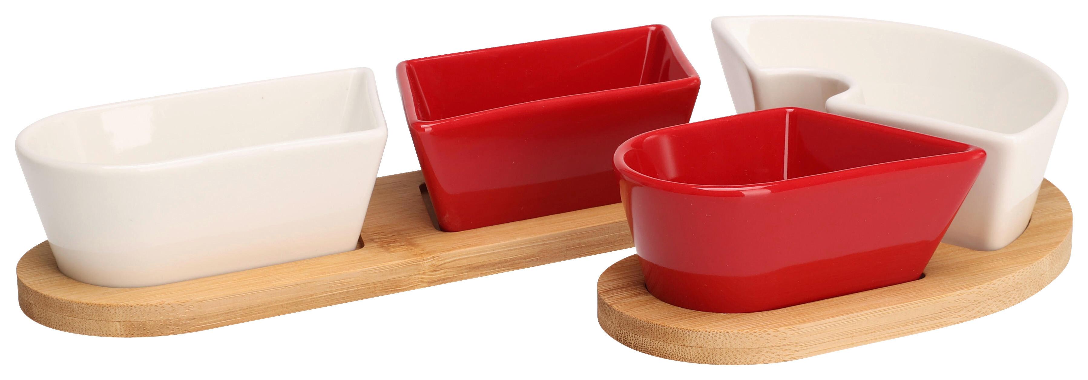 Servierschalenset CANDY - Hellbraun/Weiss, Holz/Keramik (29/17/4,5cm)