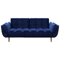 PLAYBOY 2-Sitzer-Sofa Scarlett Blau Samt m. Schlaffunktion - Blau/Braun, KONVENTIONELL, Holz/Textil (215/81,5/84,5cm) - Playboy