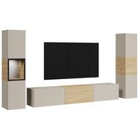 Dnevni Regal Berlin Iii, Kašmir, Osvetlitev, 3-Delni - kašmir/siva, Design, steklo/leseni material (240/130/31cm) - P & B