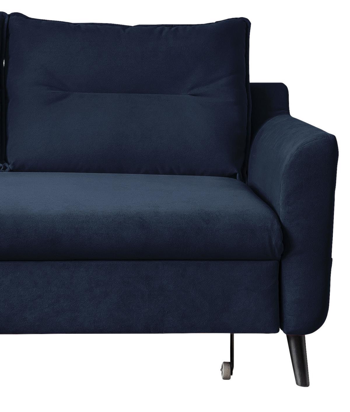 Eckschlafsofa in Dunkelblau ´STYLISH STAN DUNKELBLAU´ - Schwarz/Dunkelblau, Basics, Holz/Textil (150/230cm) - MID.YOU