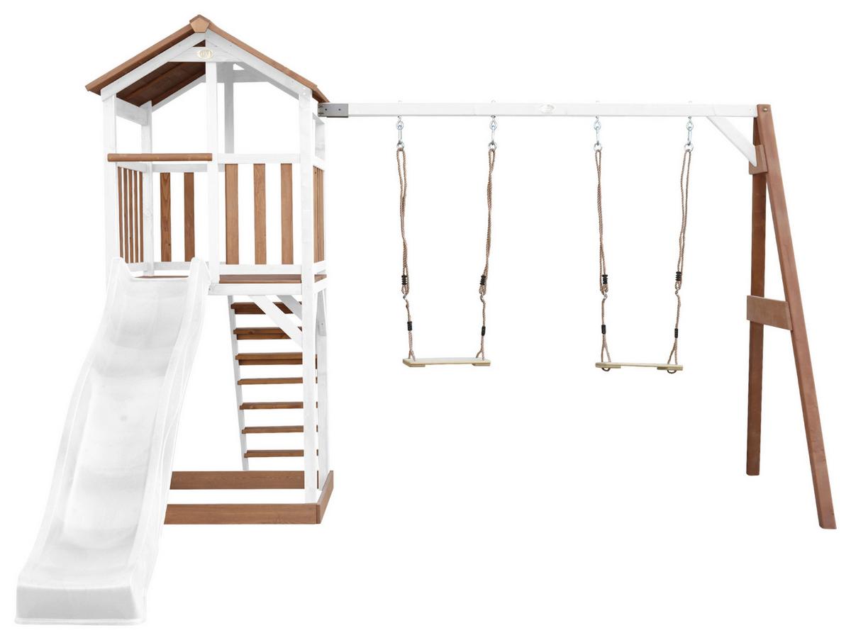 SPIELTURM A025.122.91 - Braun/Weiß, KONVENTIONELL, Holz/Kunststoff (356,6/241,9/349cm) - Ambia Garden