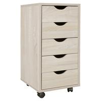 Predalnik Na Kolescih Mina - barve hrasta, Moderno, umetna masa/leseni material (33/68/38cm) - MID.YOU