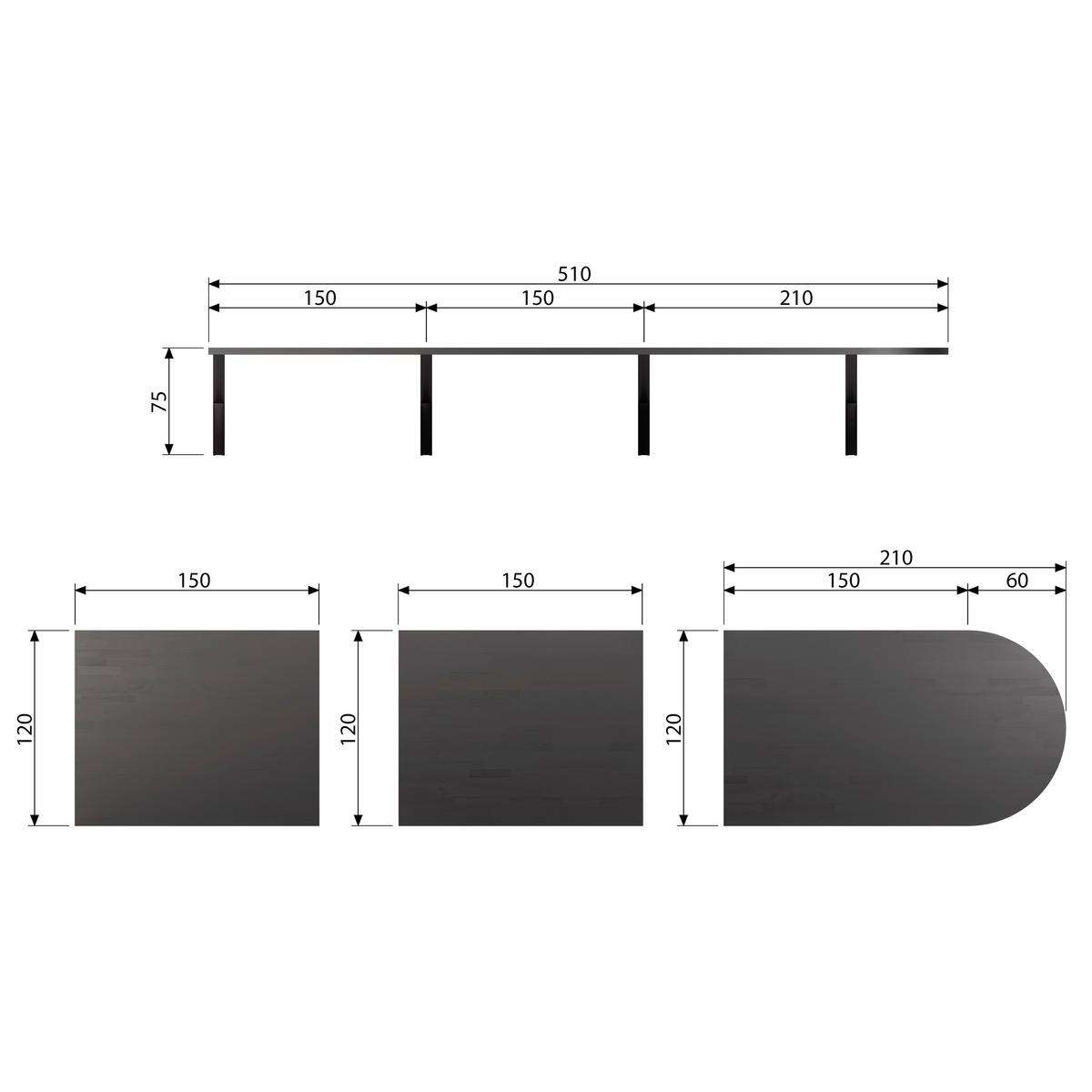 EINLEGEPLATTE Tablo Lungo Schwarz L: 150cm - Schwarz, MODERN, Holz (150/120/5cm) - Livetastic