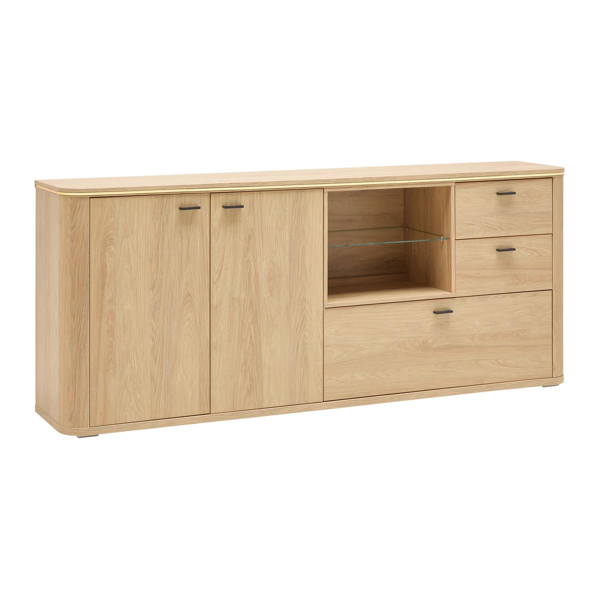 Sideboard Lagos Eichefarben - Eichefarben/Anthrazit, Modern, Glas/Holzwerkstoff (210,2/87,5/42,5cm) - Premium Living