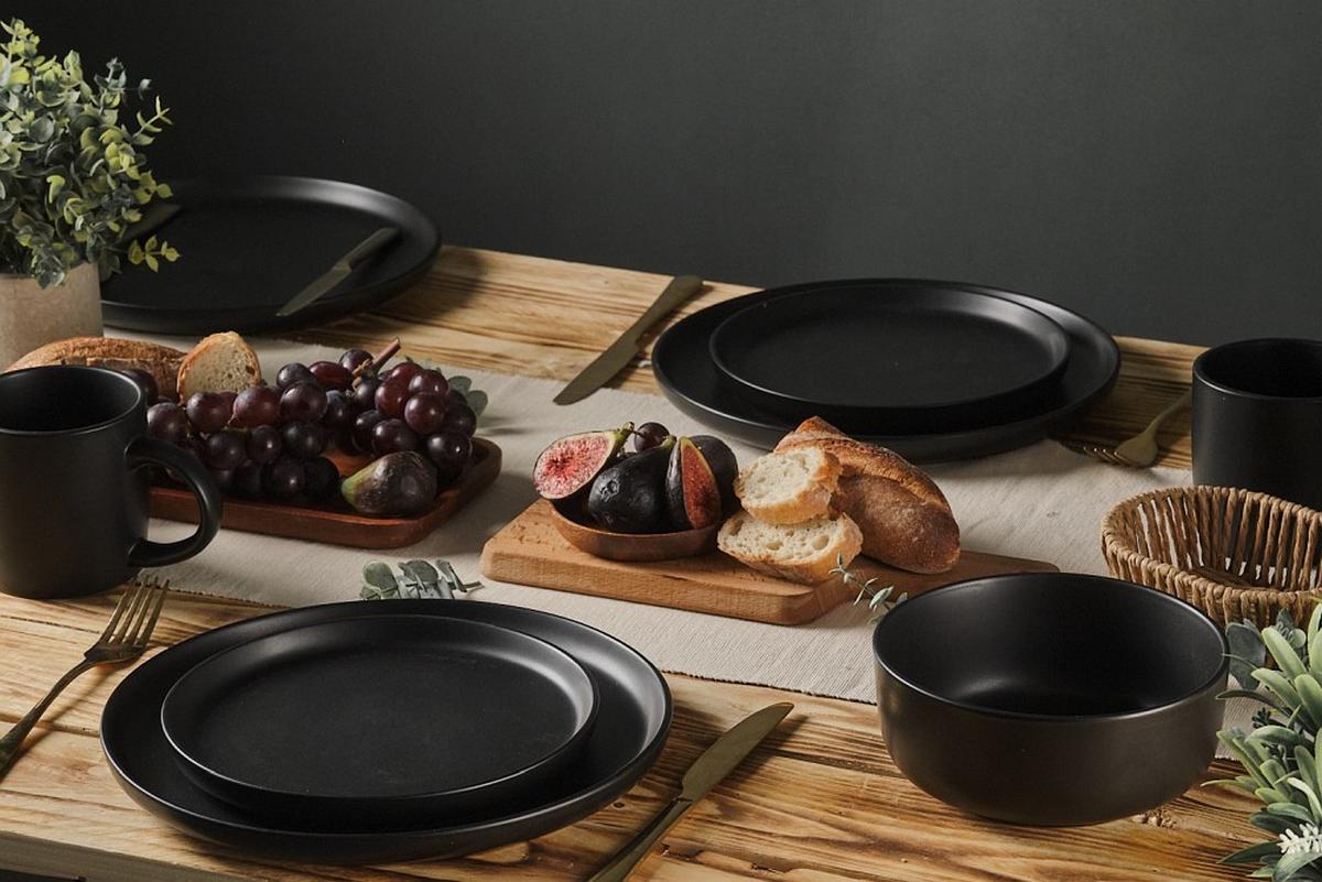 SERWIS OBIADOWO-ŚNIADANIOWY 21005 - czarny, Trend, ceramika - Novel