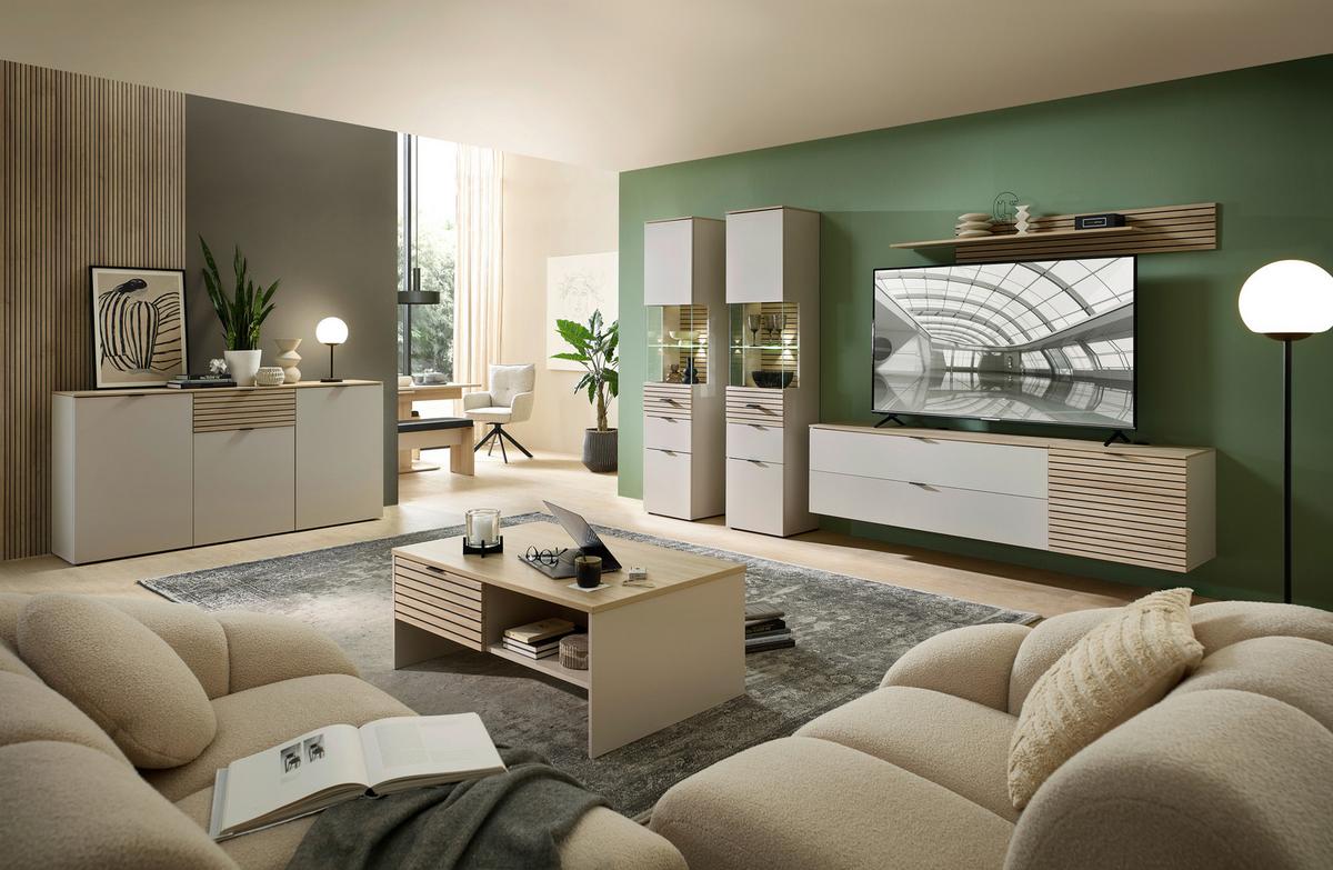 Sideboard Memphis Eichefarben/Kaschmir - Kaschmir/Eichefarben, MODERN, Holzwerkstoff/Metall (180/90/45cm) - Premium Living