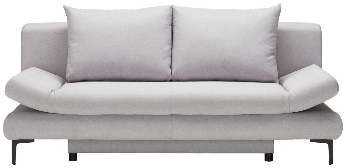 Schlafsofa in Hellgrau mit Bettfunktion - Hellgrau/Schwarz, MODERN, Textil (191/42-76/86cm) - Based