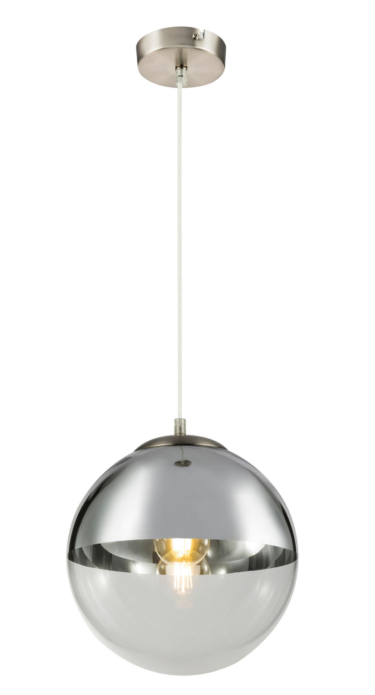 Hängeleuchte Varus in Chromfarben max. 40 Watt - Chromfarben/Transparent, Design, Glas/Metall (30/120cm) - Globo