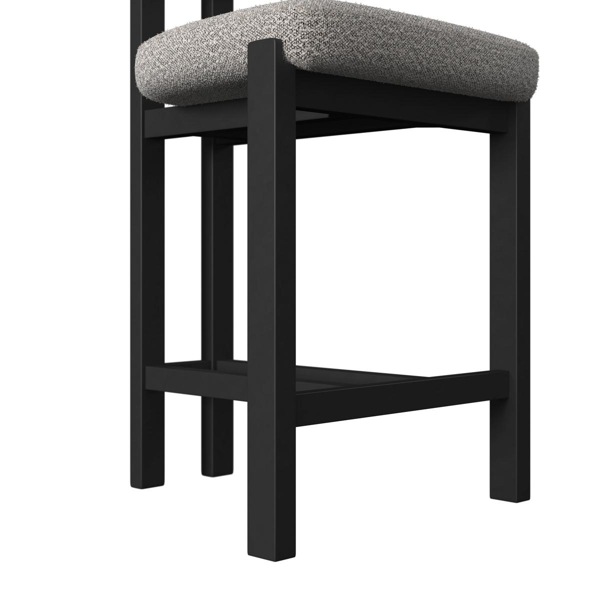 Barhocker Jonna Hellgrau Bouclé Gepolstert - Hellgrau/Schwarz, MODERN, Holz/Textil (51/102/54cm) - Bessagi Home