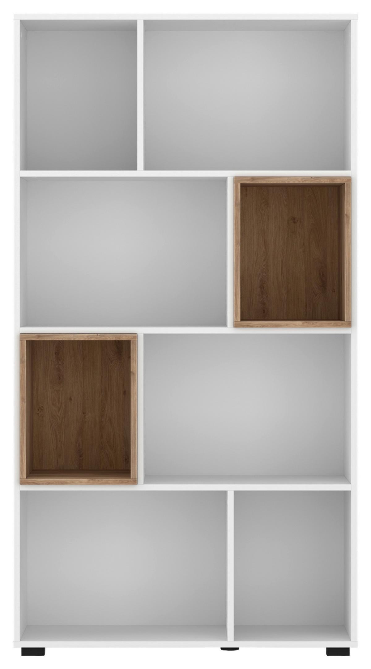 Polica Marlow - bijela/boje hrasta, Moderno, drvni materijal/plastika (90/168,1/40cm) - Modern Living
