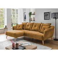 Wohnlandschaft Baggio Gelb Velours - Gelb/Buchefarben, MODERN, Holz/Textil (162/277cm) - Livetastic