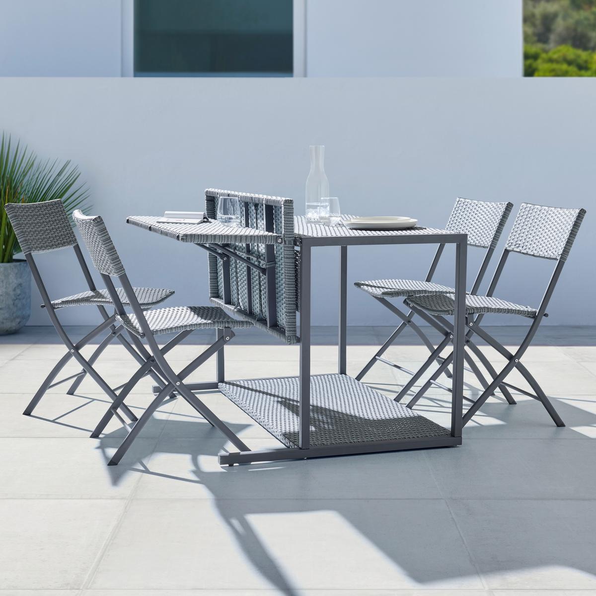 Balkonszett Mario - világosszürke/szürke, Modern, műanyag/textil (120/75/105cm) - Bessagi Garden