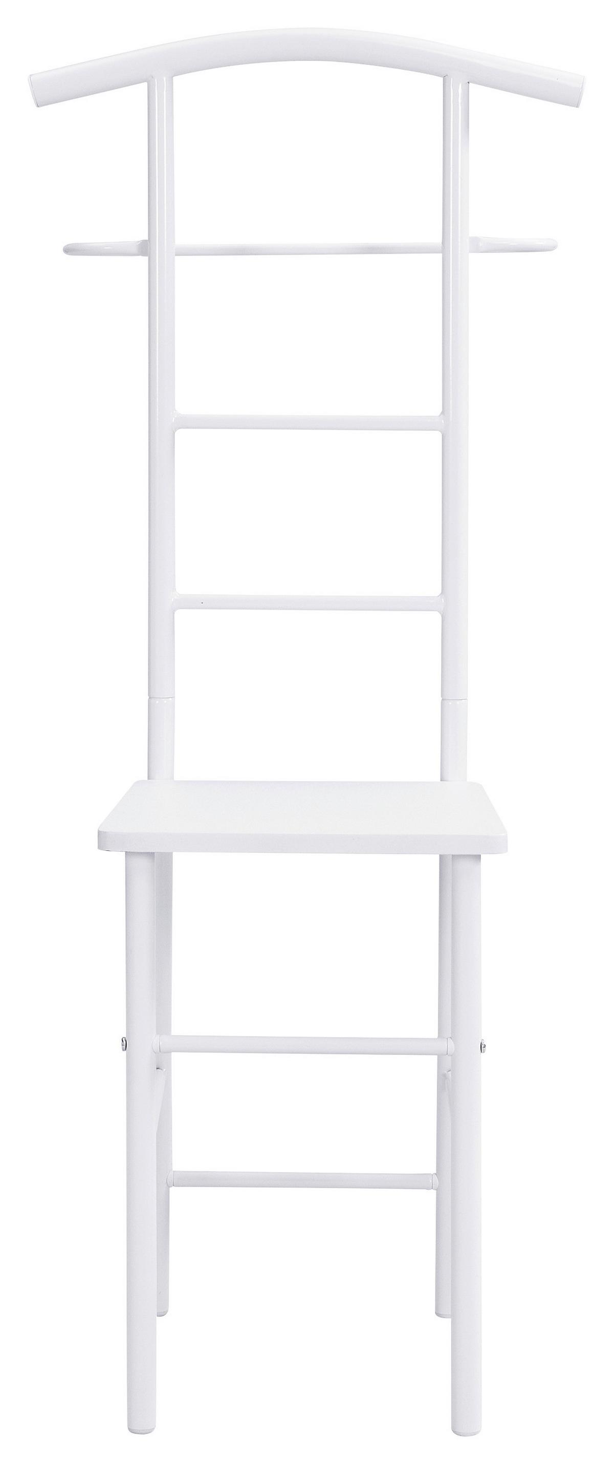 Ruhaállvány Ülőkével Ralph - fehér, Konventionell, faalapú anyag/fém (30/107/45cm) - Mömax