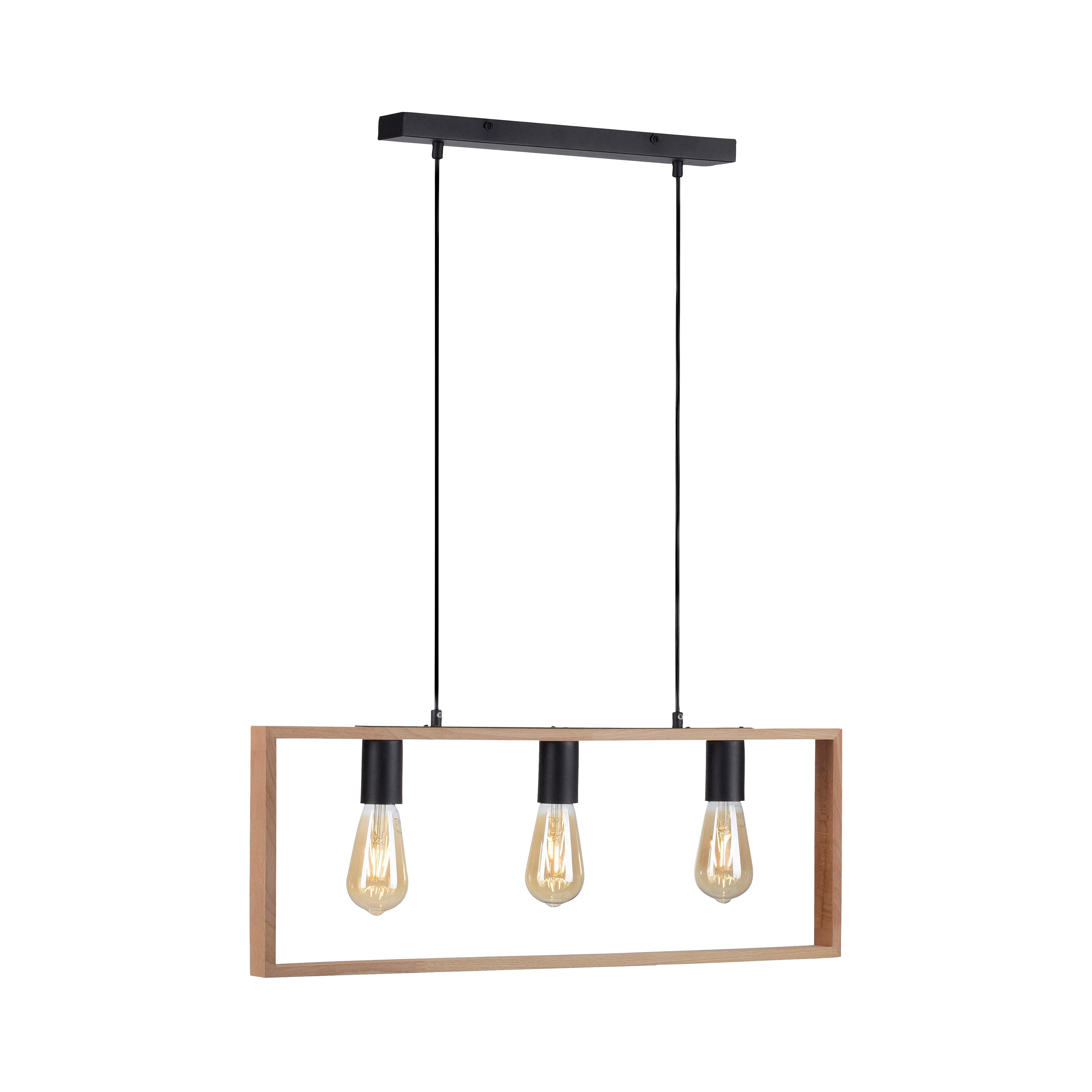 Hängeleuchte Franky Schwarz max. 60 Watt - Schwarz, MODERN, Holz/Kunststoff (69/6/120cm)