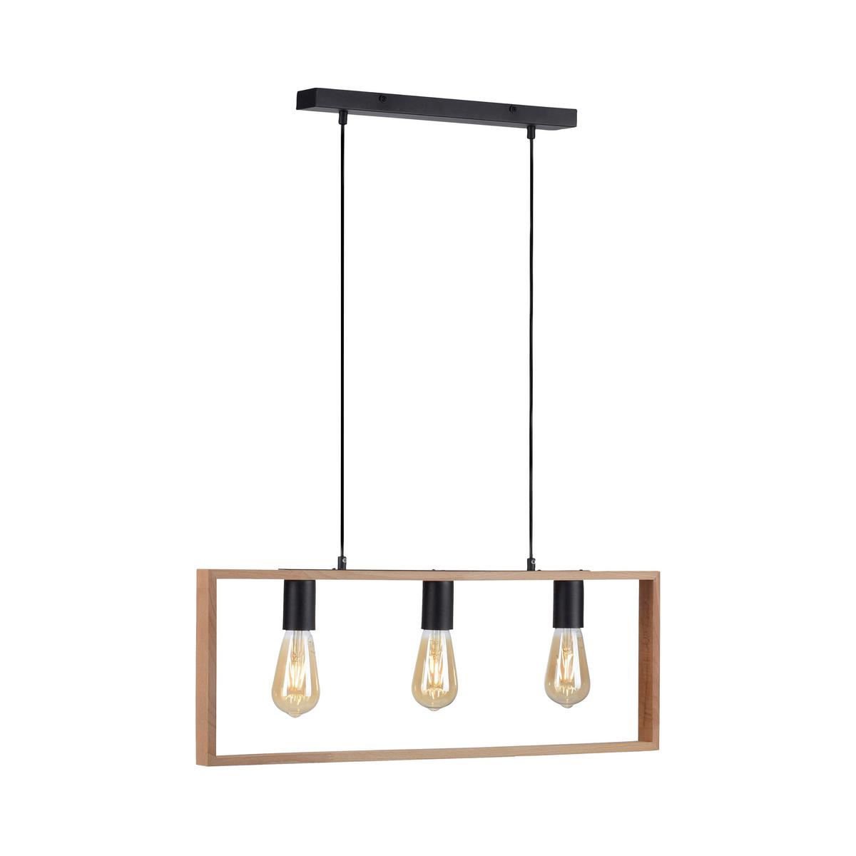 Hängeleuchte Franky Schwarz max. 60 Watt - Schwarz, MODERN, Holz/Kunststoff (69/6/120cm)