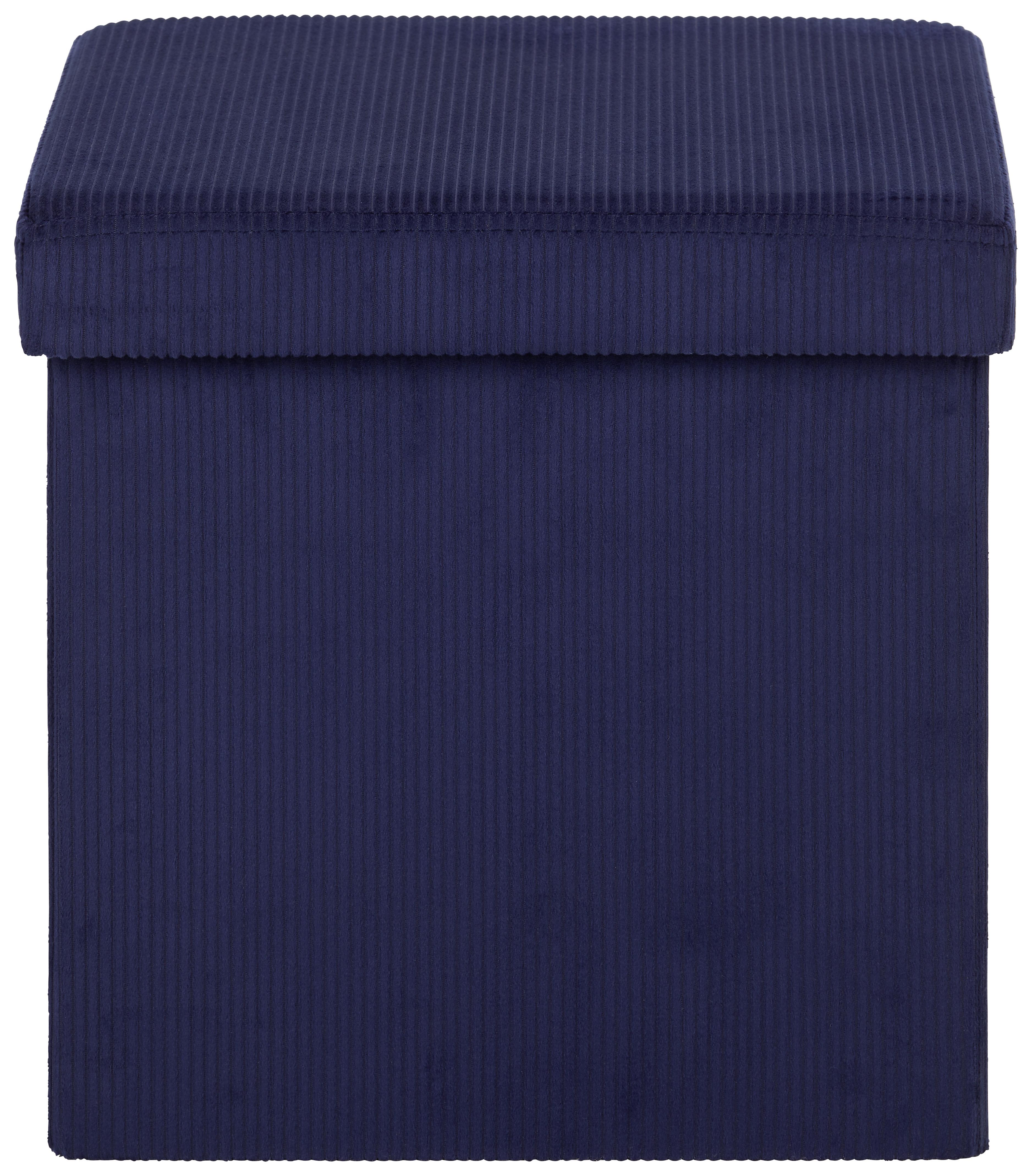 Zaboj Za Sedenje Cord -Sb- - temno modra, tekstil (38/38/38cm) - Modern Living