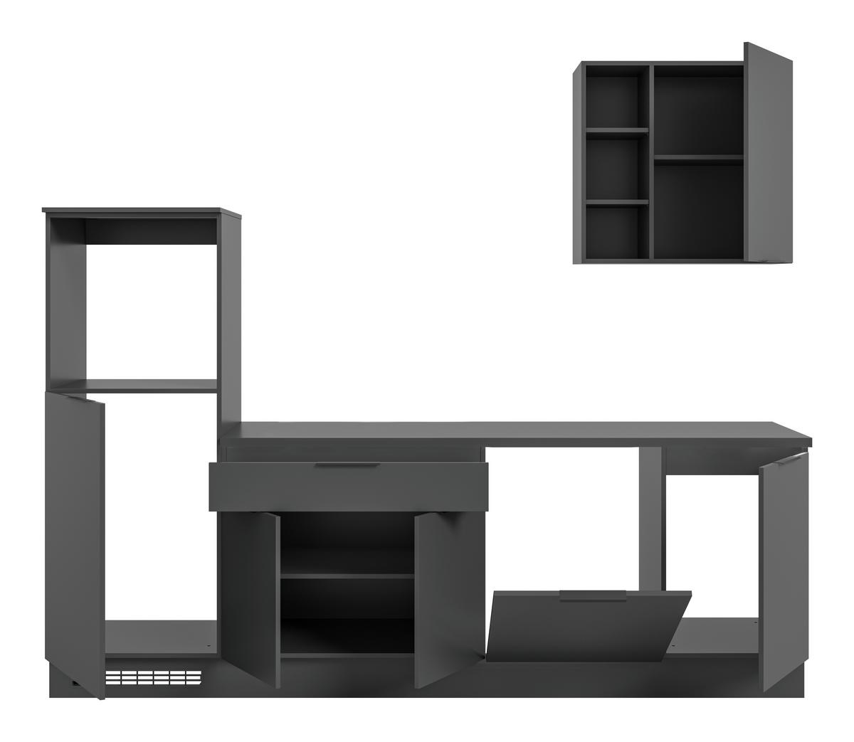 Küchenblock Charly ohne Geräte ca. 260 cm Schwarz - Schwarz, MODERN, Holzwerkstoff/Metall (260cm) - MID.YOU