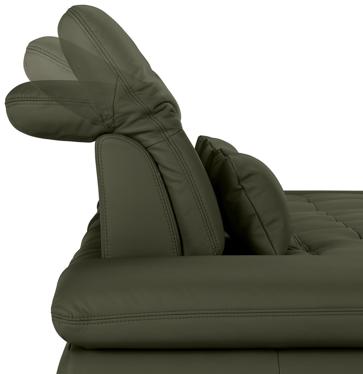 Wohnlandschaft Sanfino Leder Anthrazit - Chromfarben/Anthrazit, KONVENTIONELL, Leder/Metall (305/79-96/199cm) - Premium Living